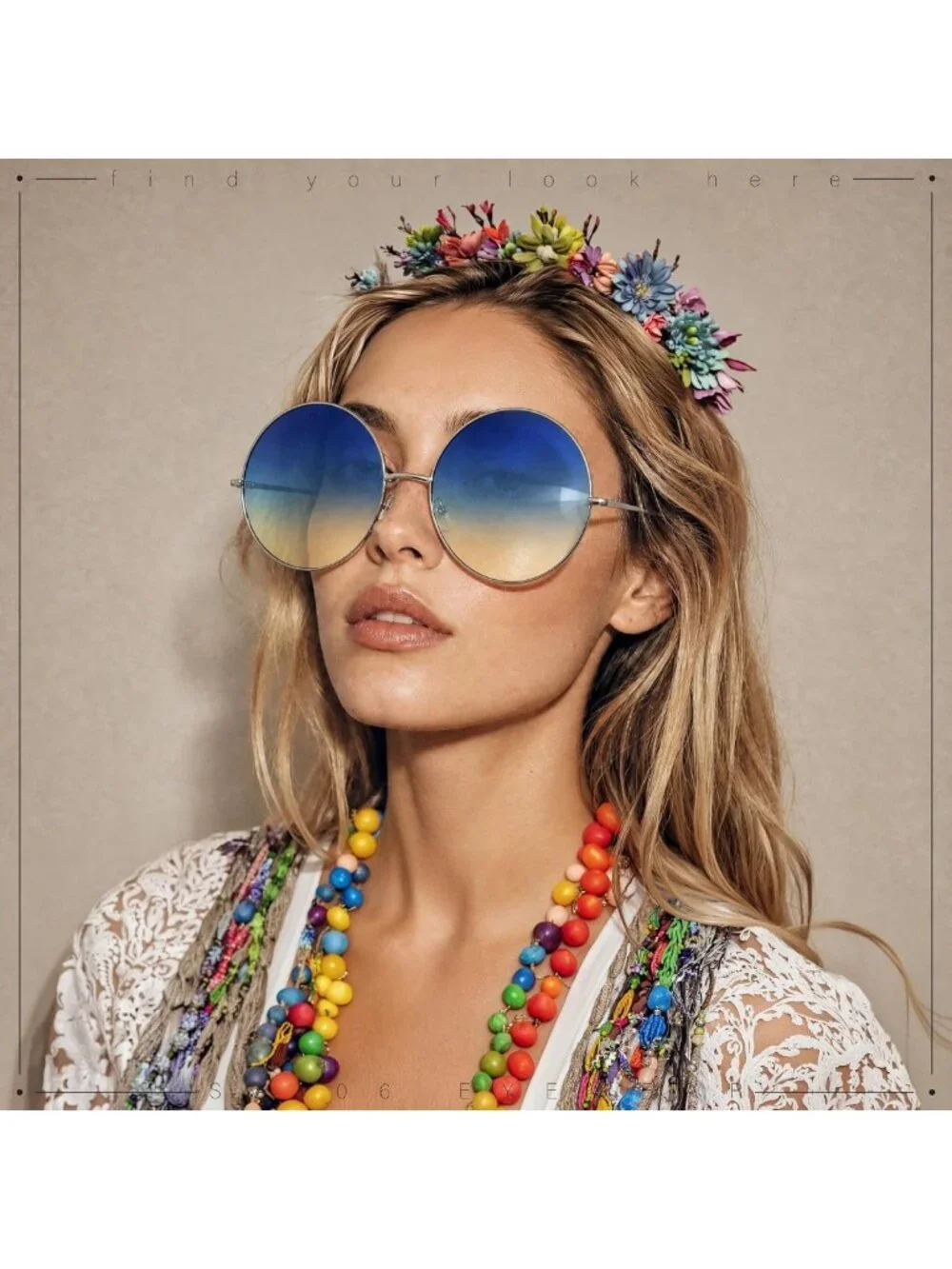 Retro Oversized Circle Lens Sunglasses - Groovy Gradient Hippie Style Shades